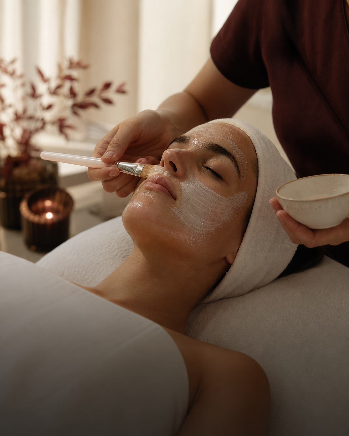 Momento de tratamento facial e bem-estar